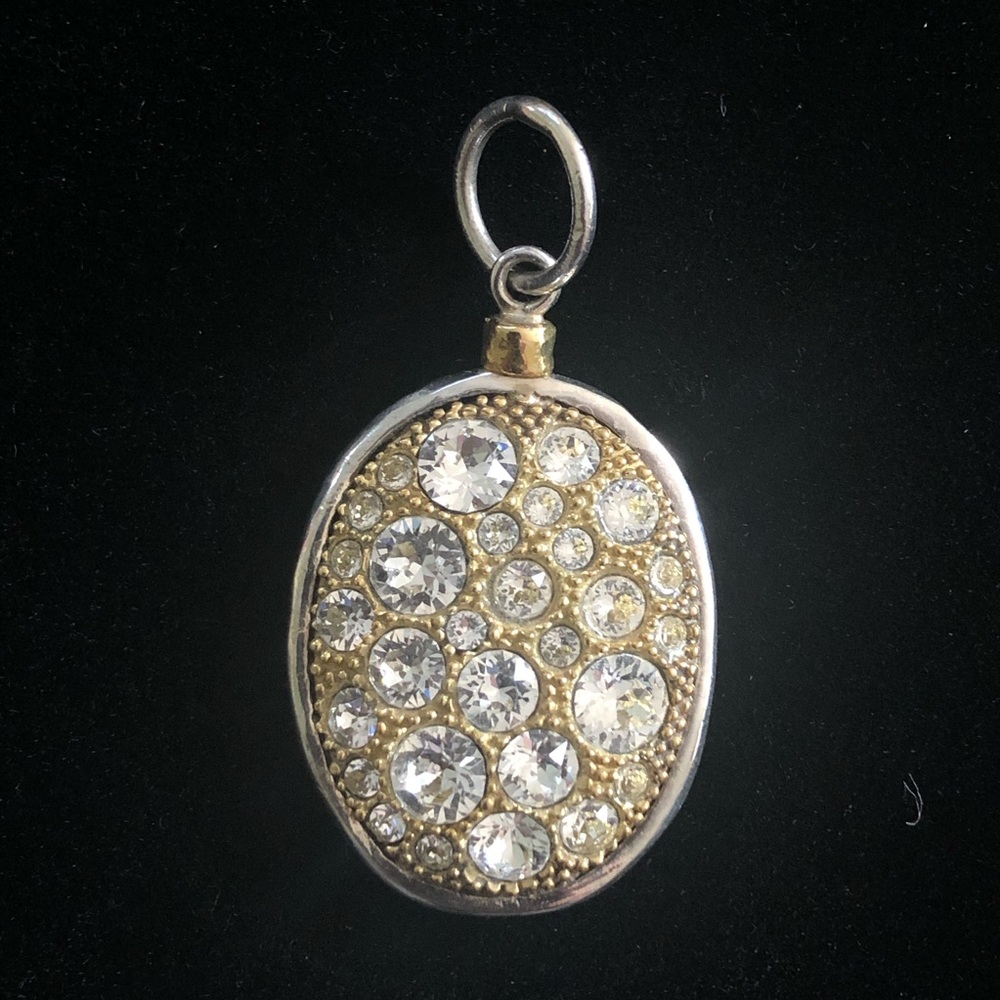 Sterling Silver Brass Swarovski Cobble pendant charm 925 nickel free Grace&Heart